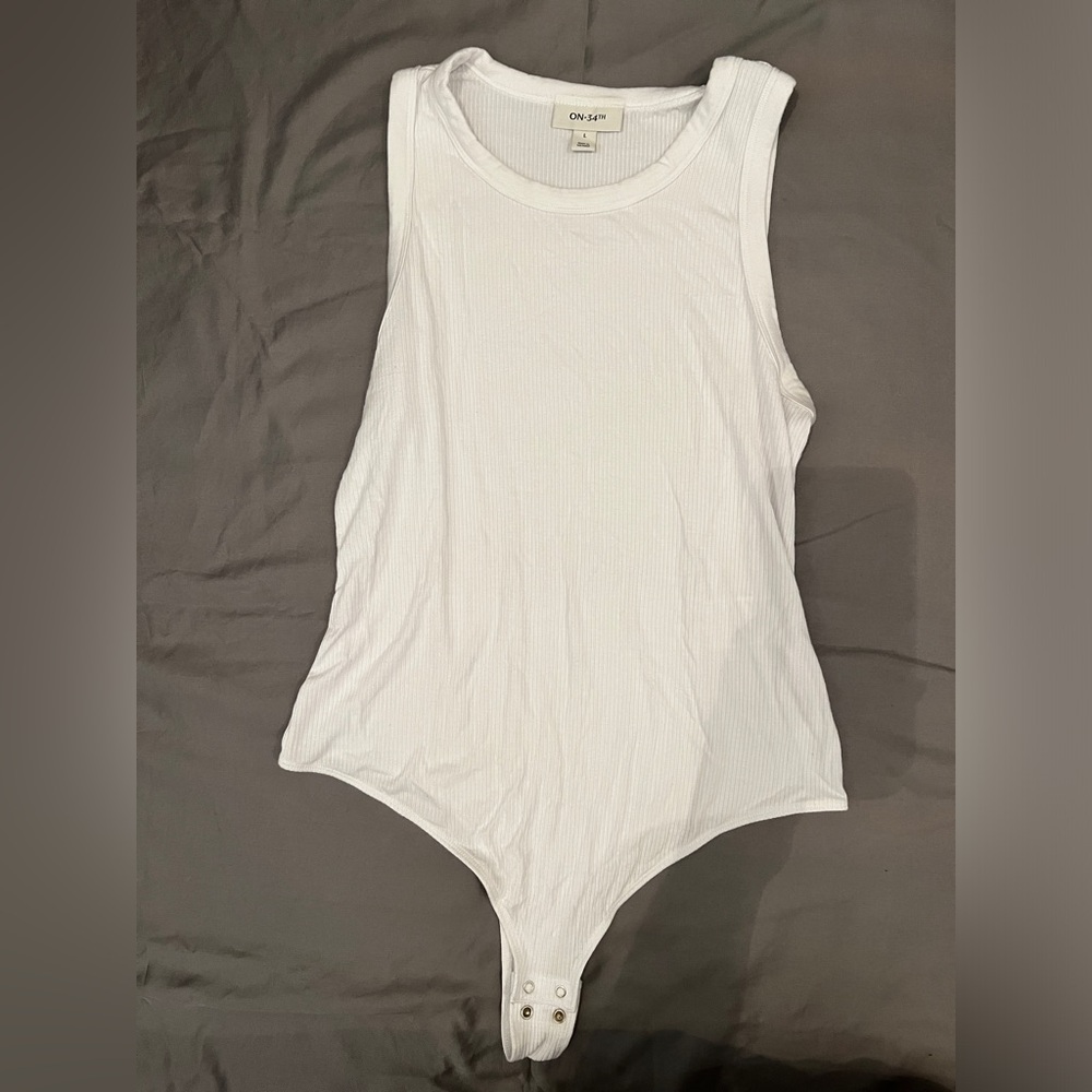ON 34th White Sleeveless Bodysuit